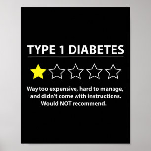 Type 1 Diabetes T1d One Star Rating Fun Awareness  Poster