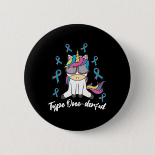 Type 1 Diabetes T1D Unicorn Type Onederful Awarene 6 Cm Round Badge
