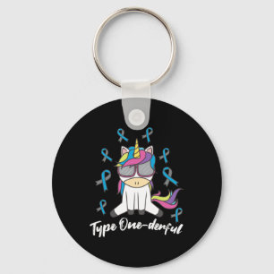 Type 1 Diabetes T1D Unicorn Type Onederful Awarene Key Ring