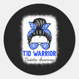 Type 1 Diabetes Warrior T1d Awareness Month Messy Classic Round Sticker