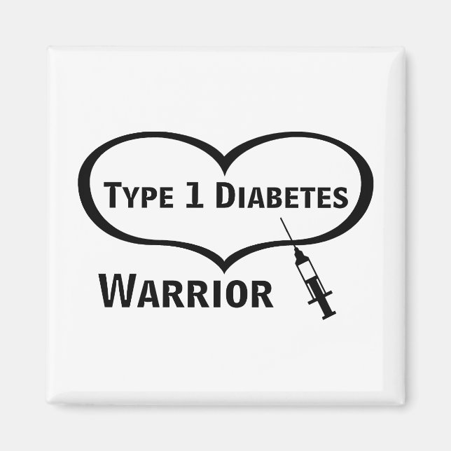 Type 1 Diabetes Warrior With Syringe Magnet (Front)