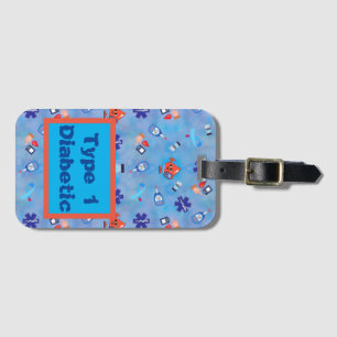 Type 1 or 2 Diabetic Colourful Print Luggage Tag