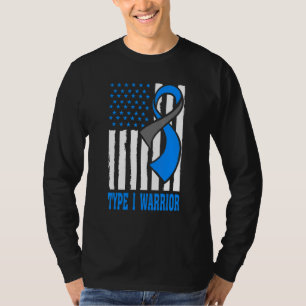 Type 1 Warrior Diabetes Awareness US Flag T-Shirt