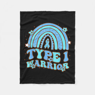 Type 1 Warrior Retro Rainbow Diabetes Awareness Ri Fleece Blanket