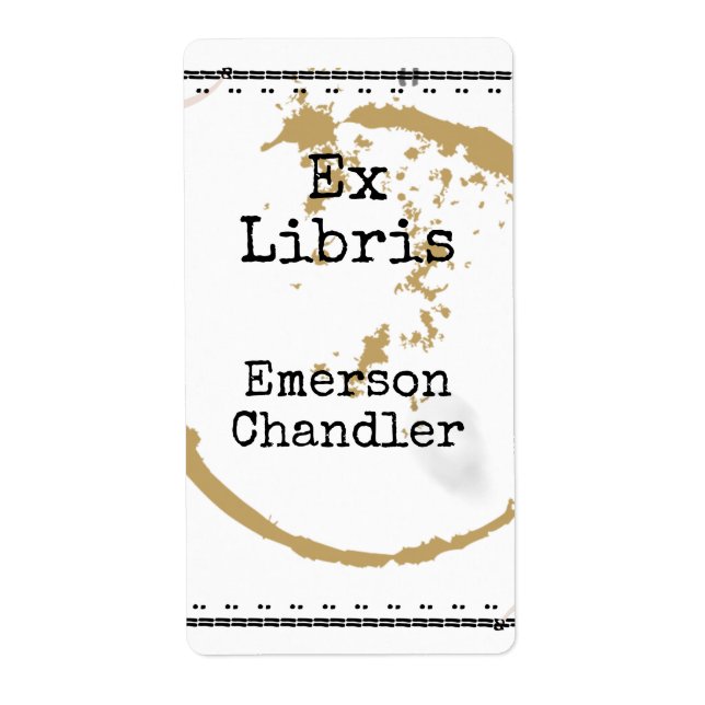 Type Art Coffestain Grunge Editable Bookplate (Front)