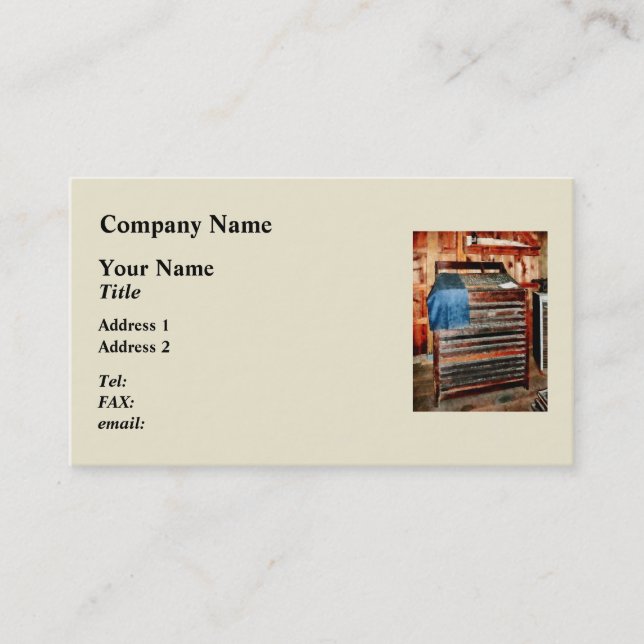 Type Case With Denim Apron Business Card (Front)