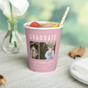 Type graduation multi photo girly pink party decor paper cups