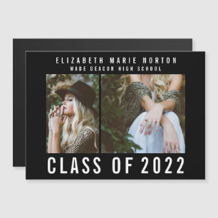 Type graduation multi photo modern magnetic black magnetic invitation