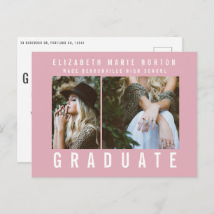 Type graduation multi photo modern pink and white postcard
