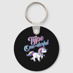 Type One-derful Cool Unicorn Diabetic Fun Gift Key Ring