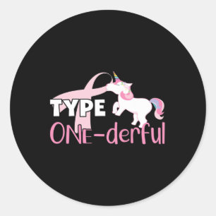 Type One Derful - Diabetes Awareness - Unicorn - S Classic Round Sticker