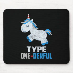 Type One Derful Diabetes T1 Awareness Unicorn Blue Mouse Pad