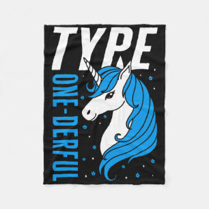 Type One Derful Unicorn T1d Girls Diabetes Awarene Fleece Blanket