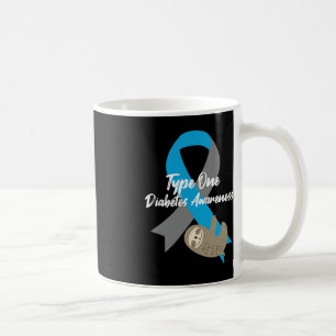 Type One Diabetes Awareness Fun Sloth and Ribbon T Coffee Mug