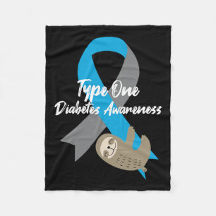 Type One Diabetes Awareness Fun Sloth And Ribbon T Fleece Blanket