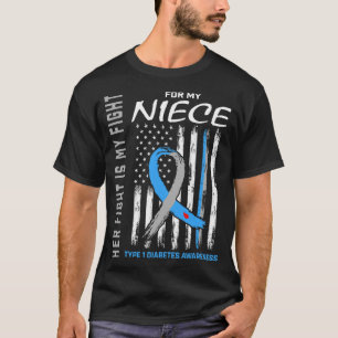 Type One Diabetes Awareness Niece American Flag T1 T-Shirt