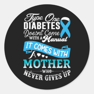 Type One Diabetes For Mother Blue Ribbon Diabetic  Classic Round Sticker