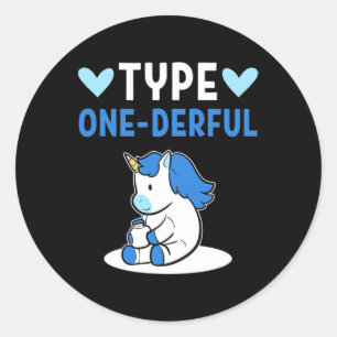Type One Diabetes Kids Unicorn Diabetes Type One D Classic Round Sticker