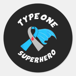 Type One Superhero Type 1 Diabetes Awareness 1 Classic Round Sticker