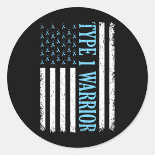 Type One Warrior Diabetes Awareness Diabetic Gifts Classic Round Sticker