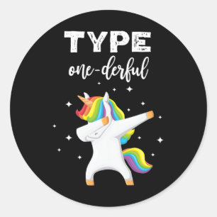 Type Onederful Dabbing Unicorn Diabetes Awareness Classic Round Sticker