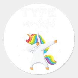 Type Onederful Dabbing Unicorn Diabetes Awareness Classic Round Sticker