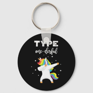 Type Onederful Dabbing Unicorn Diabetes Awareness  Key Ring