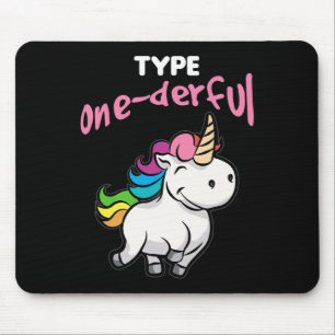 Type Onederful Diabetic Diabetes Awareness Unicorn Mouse Pad