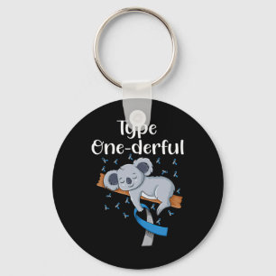 Type onederful Koala diabetes ribbon T1D Diabetes Key Ring