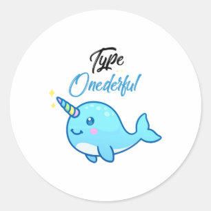 Type Onederful Narwhal Funny Type 1 Diabetes Aware Classic Round Sticker
