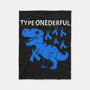 Type Onederful T-rex Type-1 Diabetes Awareness Fleece Blanket