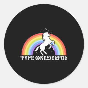 Type Onederful Type 1 Diabetes Unicorn Rainbow Awa Classic Round Sticker