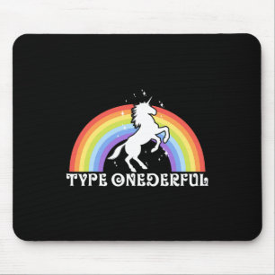 Type Onederful Type 1 Diabetes Unicorn Rainbow Awa Mouse Pad