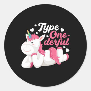 Type Onederful Unicorn Diabetes Awareness Diabetic Classic Round Sticker