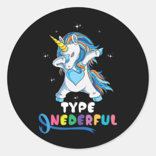 Type Onederful Unicorn Dub Type 1 Diabetes Awarene Classic Round Sticker