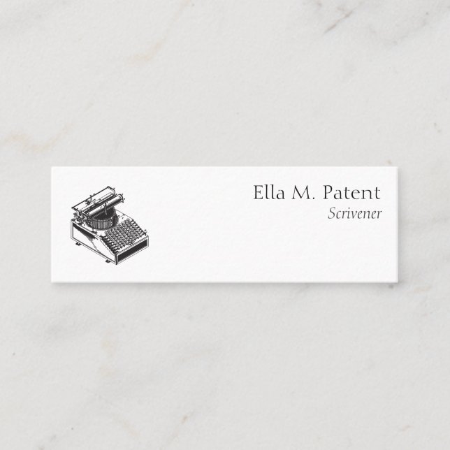 Type Writing Machine Patent Illustration Mini Business Card (Front)