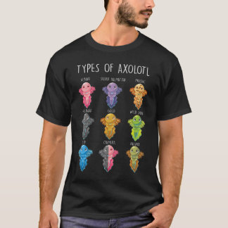 Types Of Axolotl Axolotls Of The World Cute Kawaii T-Shirt