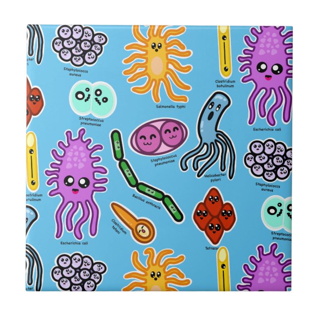 Types Of Bacteria Ceramic Tile (Front)
