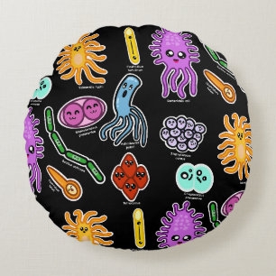 Types Of Bacteria Round Cushion