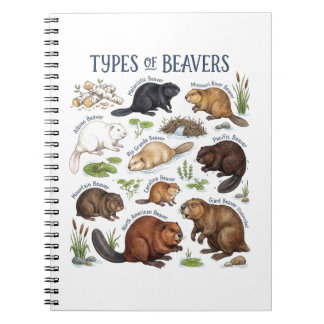 Types of Beavers Watercolor Wetland Wildlife Notebook