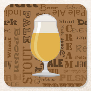 Types of Beer Series Print 4 Square Paper Coaster