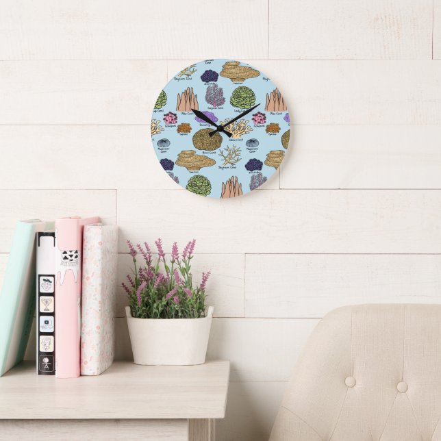 Types Of Coral Large Clock (Reading Room)
