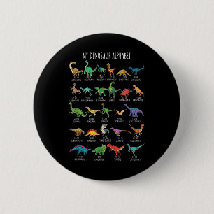Types Of Dinosaurs Alphabet A-z Abc Dino Identific 6 Cm Round Badge
