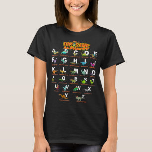 Types Of Dinosaurs Alphabet A Z ABC Dino Identific T-Shirt