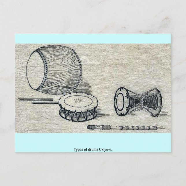 Types of drums Ukiyo-e. Postcard (Front)