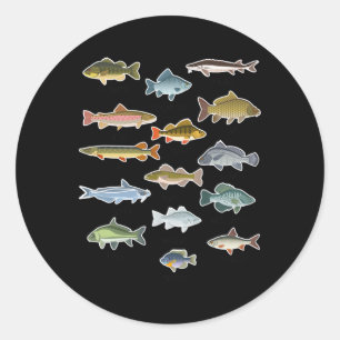Types Of Freshwater Fish Fishing Classic Round Sticker