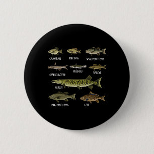 Types Of Freshwater Fish Sorts Species Fishing 6 Cm Round Badge