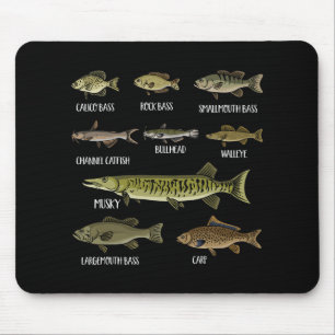 Types Of Freshwater Fish Sorts Species Fishing Mouse Pad