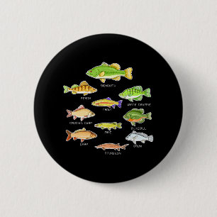 Types of Freshwater Fish Species Biology Fishing 6 Cm Round Badge