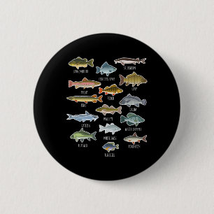 Types Of Freshwater Fish Species Fishing 6 Cm Round Badge